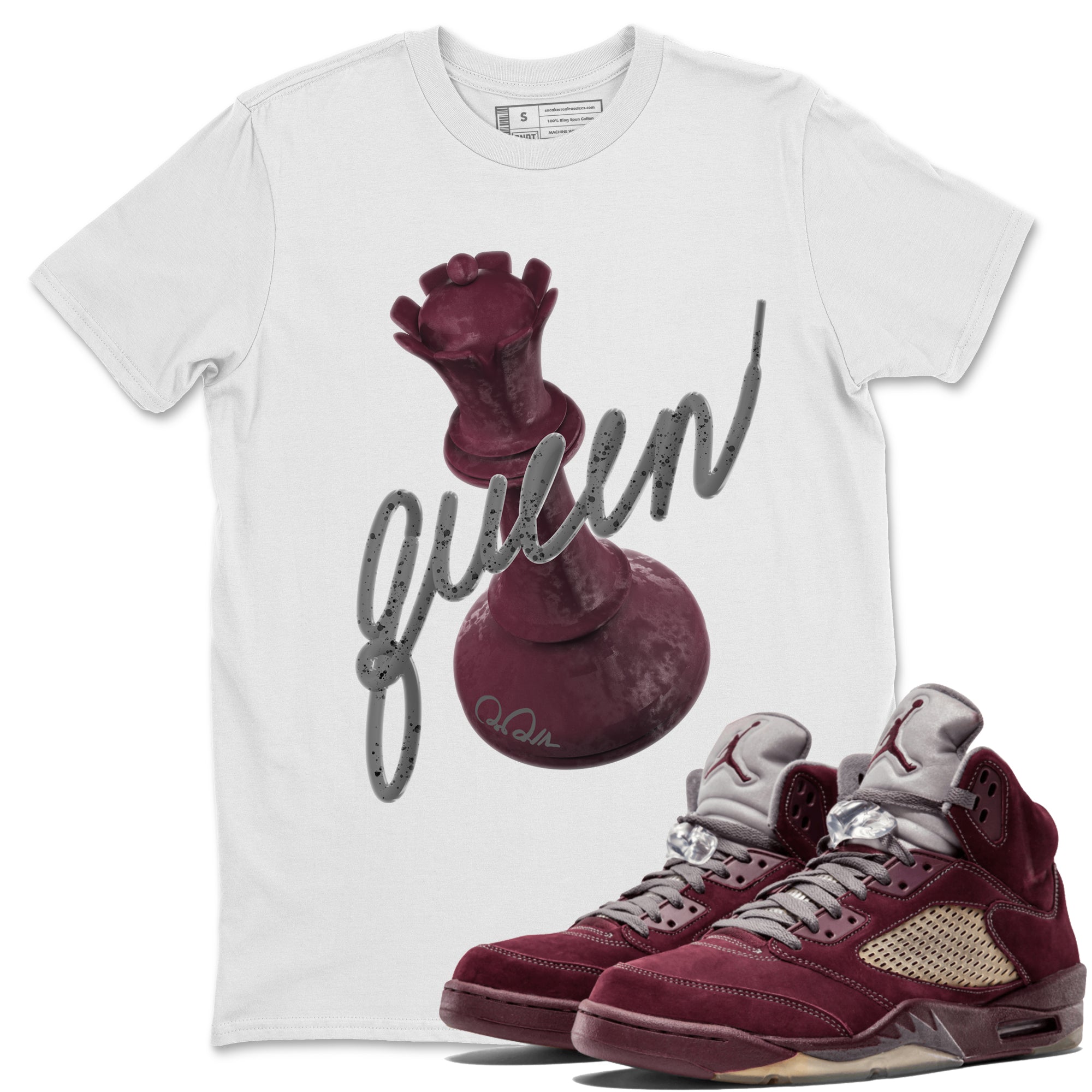 3D Queen Unisex Tops - Air Jordan 5 Burgundy