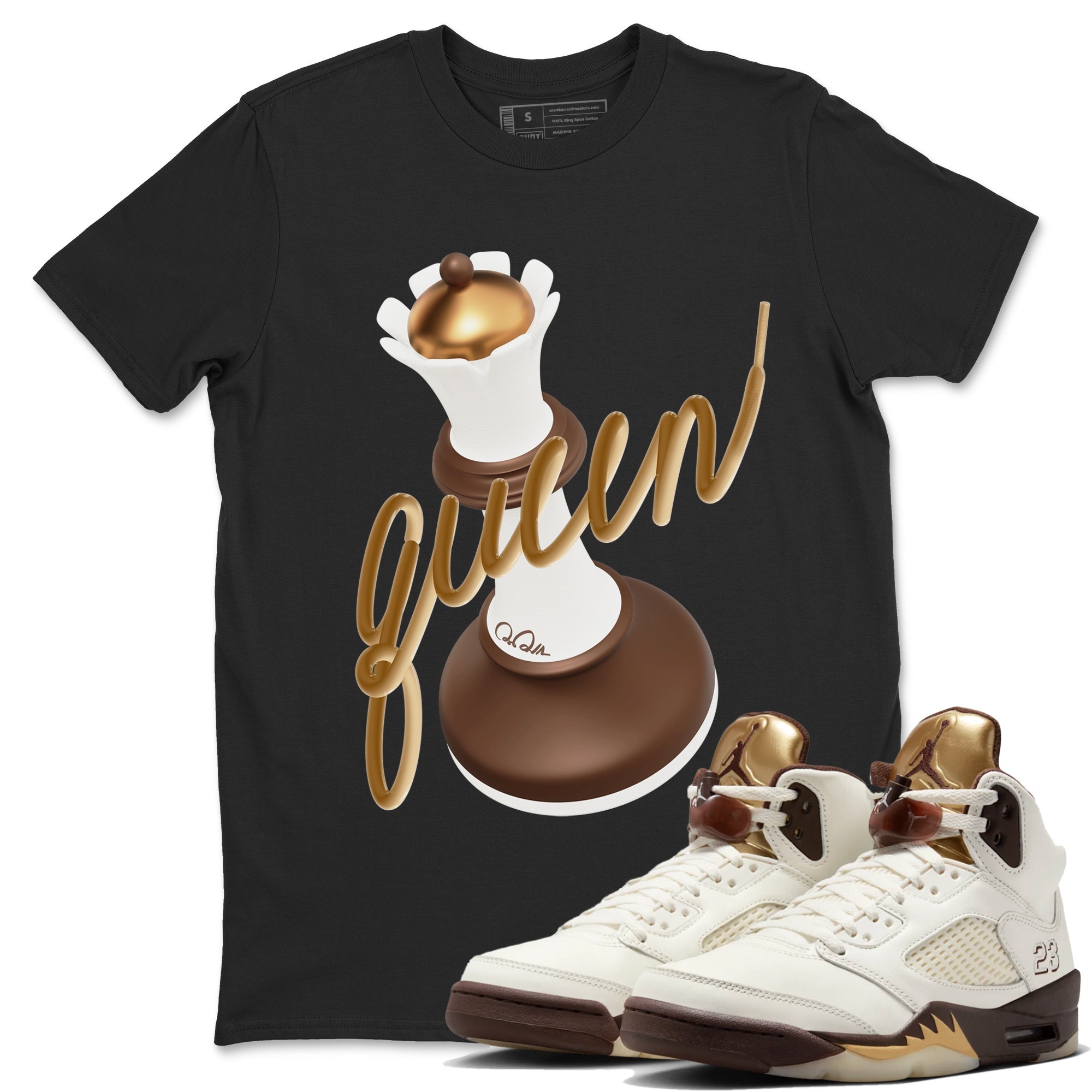 3D Queen snkmatch Tees - Air Jordan 5 Golden Ticket
