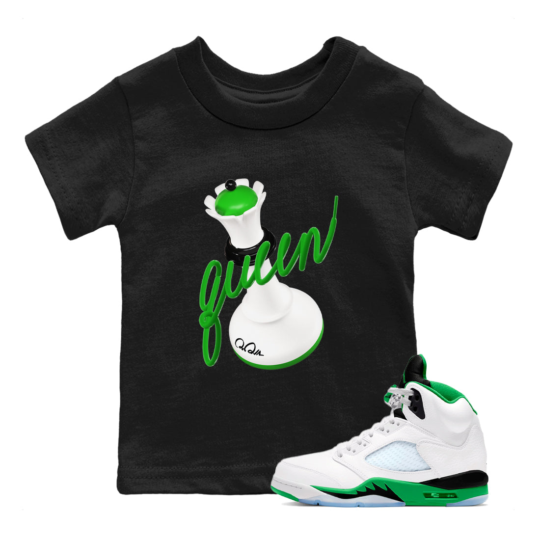 3D Queen snkmatch Tees Kids - Air Jordan 5 Lucky Green
