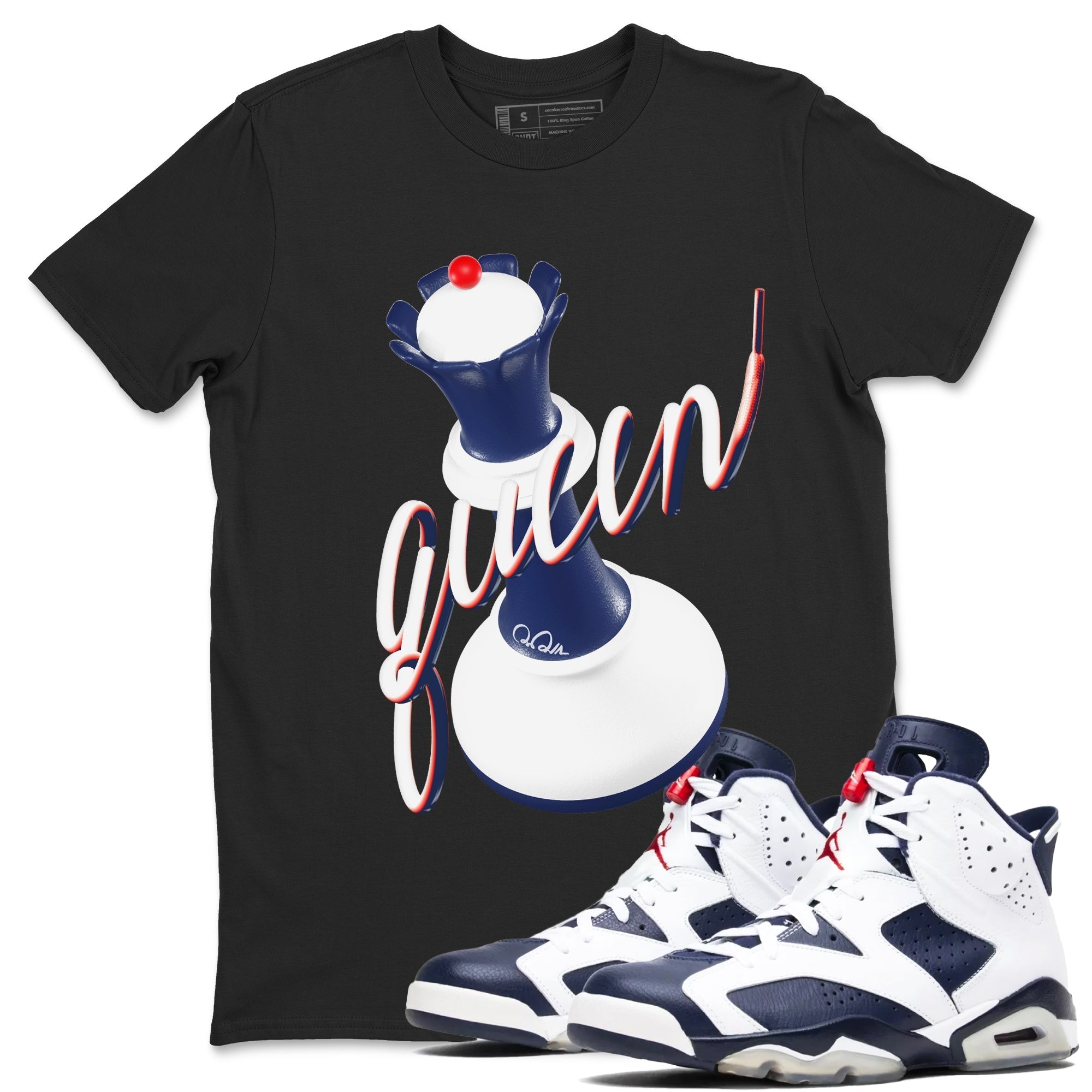 3D Queen snkmatch Tees - Air Jordan 6 White And Midnight Navy