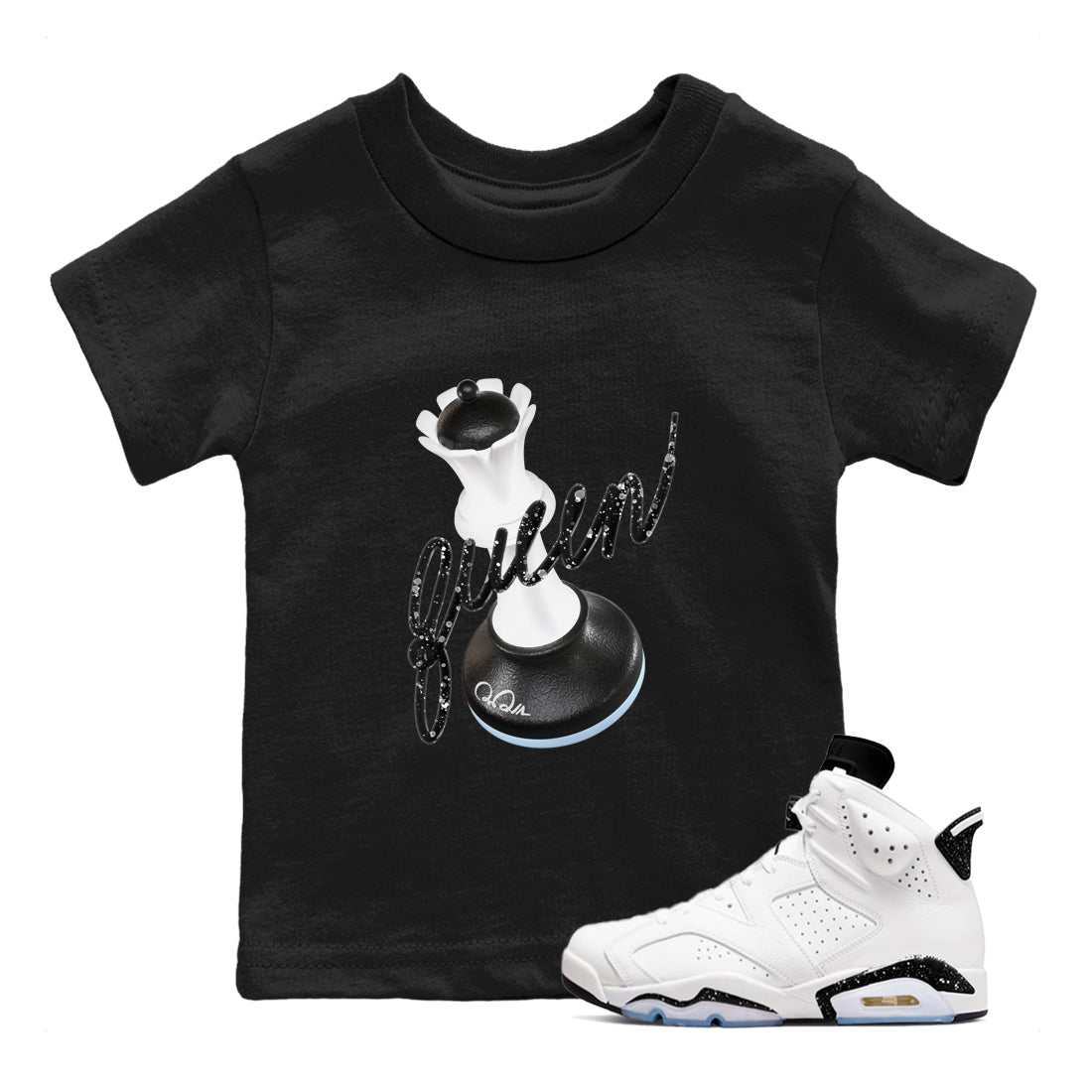 3D Queen snkmatch Tees Kids - Air Jordan 6 White Black