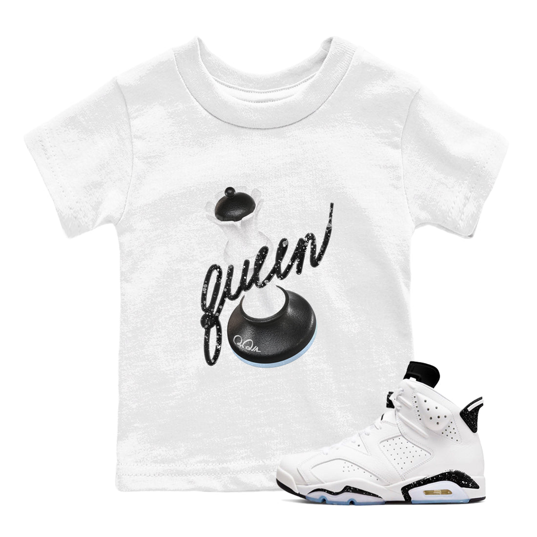 3D Queen snkmatch Tees Kids - Air Jordan 6 White Black