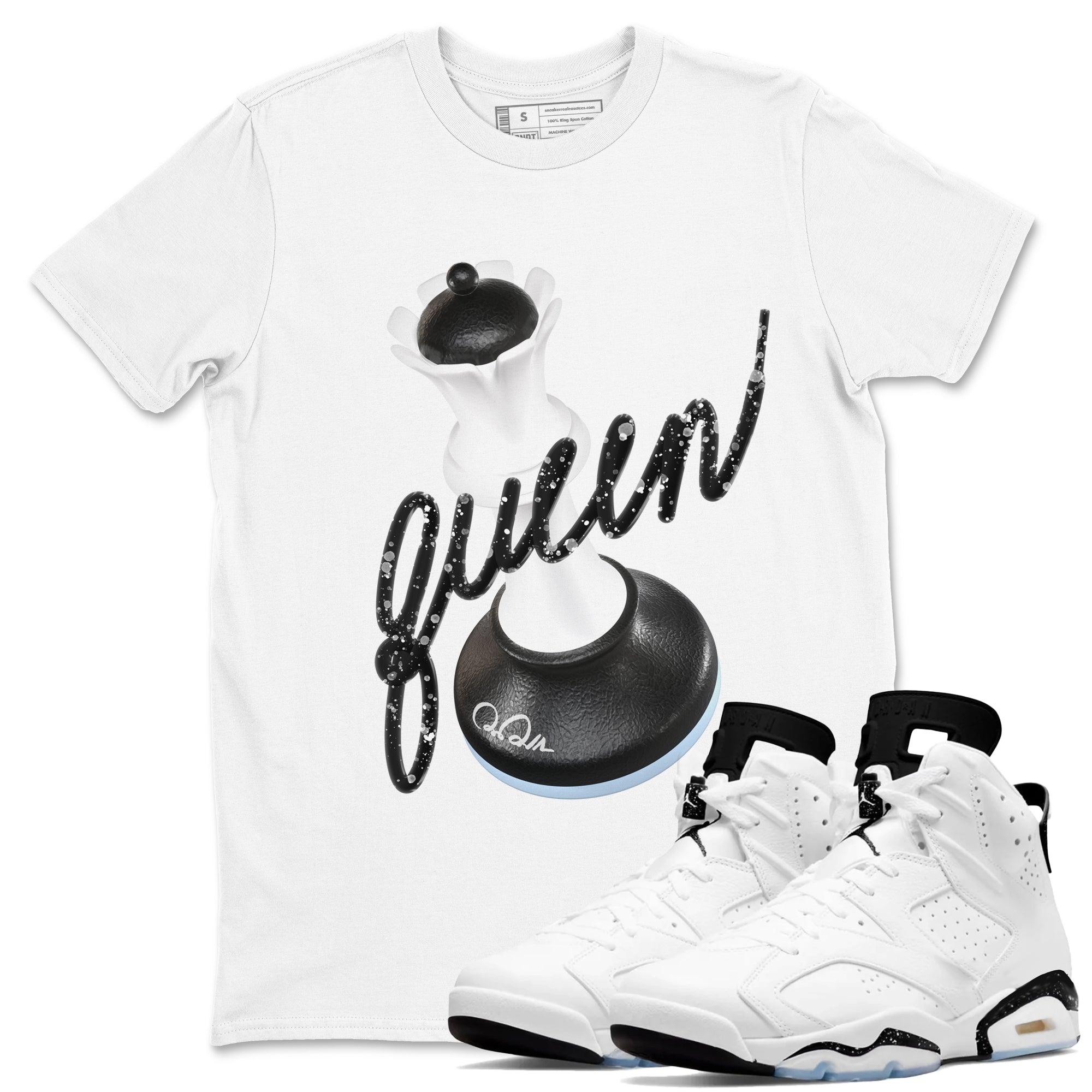 3D Queen snkmatch Tees - Air Jordan 6 White Black