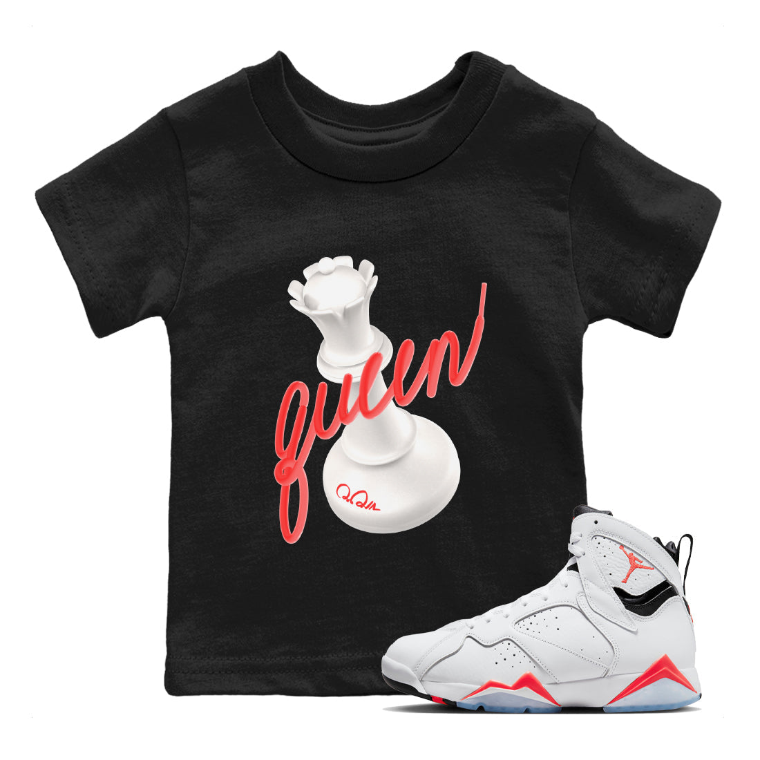 3D Queen Kids Tops - Air Jordan 7 White Infrared