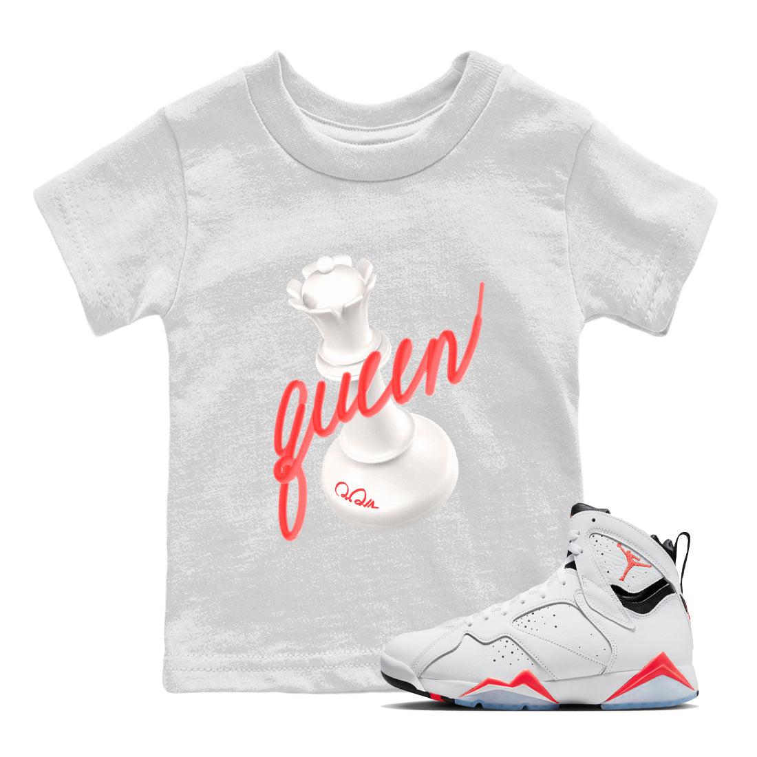 3D Queen Kids Tops - Air Jordan 7 White Infrared