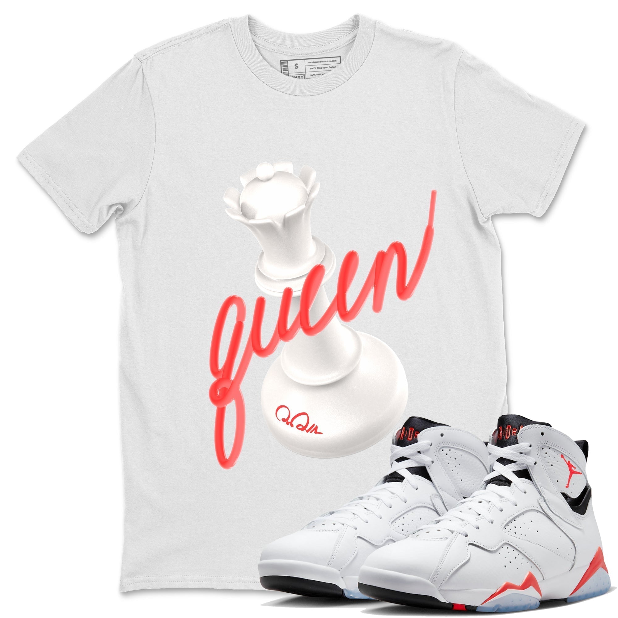 3D Queen Unisex Tops - Air Jordan 7 White Infrared