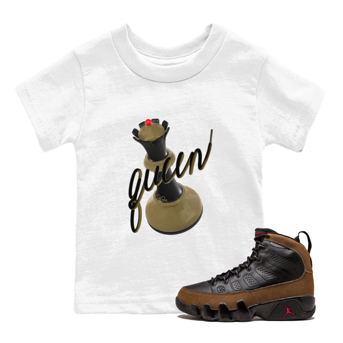 3D Queen snkmatch Tees Kids - Air Jordan 9 Olive