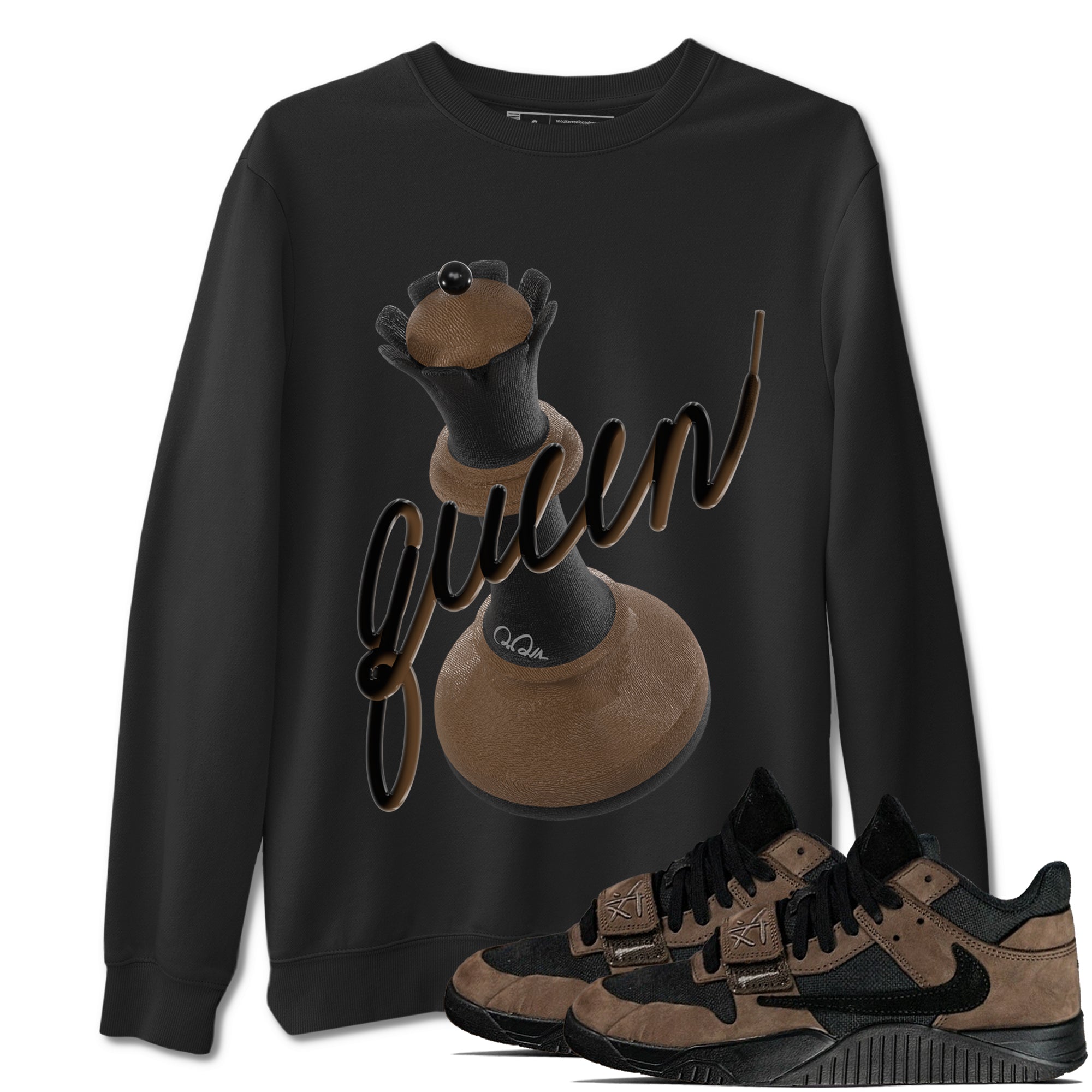 3D Queen snkmatch Tees - Jordan Jumpman Jack Travis Scott Dark Mocha