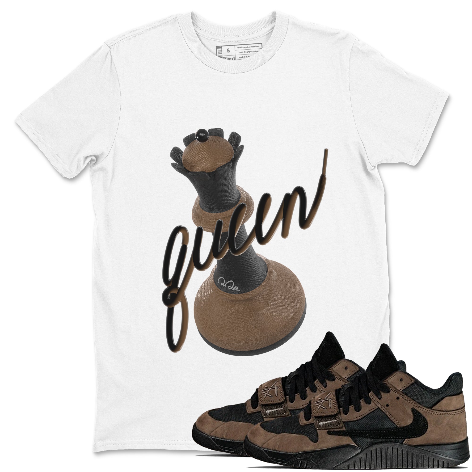 3D Queen snkmatch Tees - Jordan Jumpman Jack Travis Scott Dark Mocha