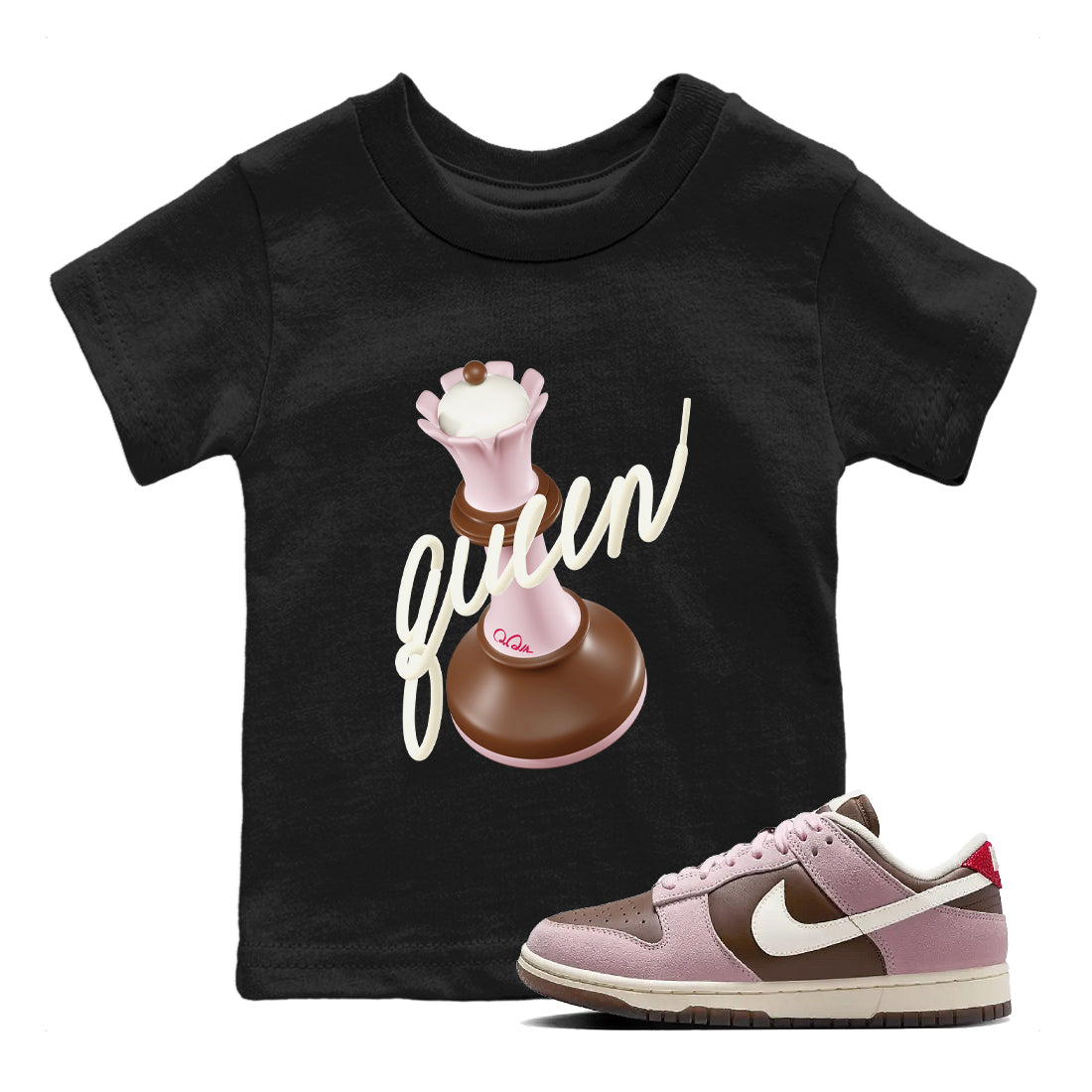 3D Queen snkmatch Tees Kids - Dunk Cacao Wow And Pink Foam