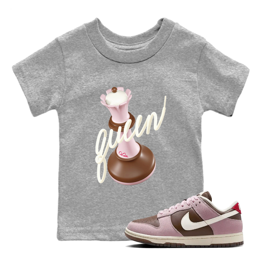 3D Queen snkmatch Tees Kids - Dunk Cacao Wow And Pink Foam