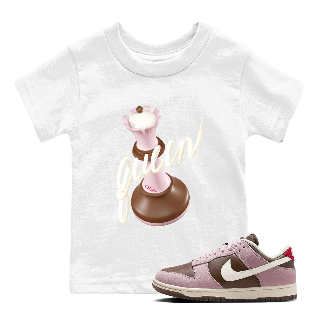 3D Queen snkmatch Tees Kids - Dunk Cacao Wow And Pink Foam