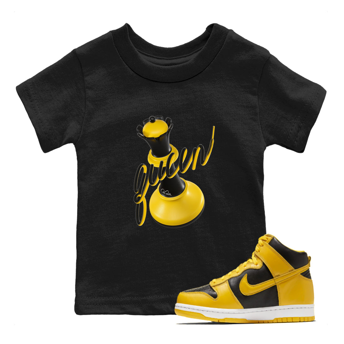 3D Queen snkmatch Tees Kids - Dunk High Pollen