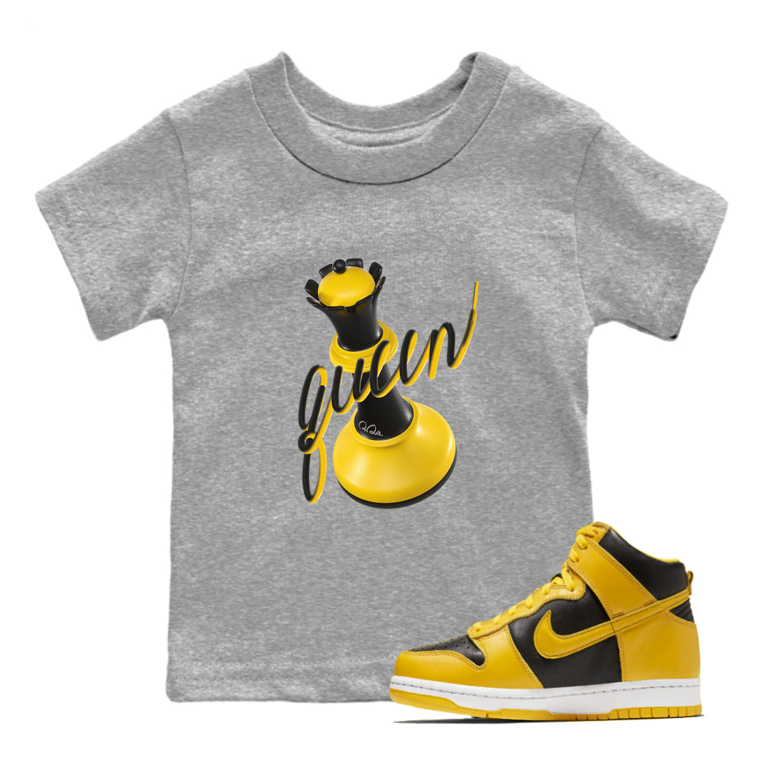 3D Queen snkmatch Tees Kids - Dunk High Pollen