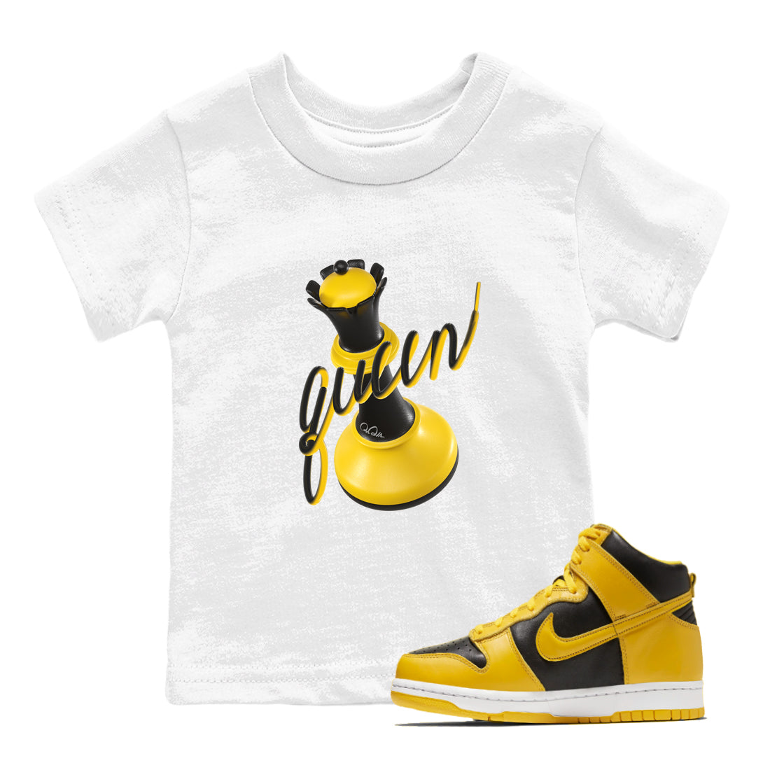 3D Queen snkmatch Tees Kids - Dunk High Pollen