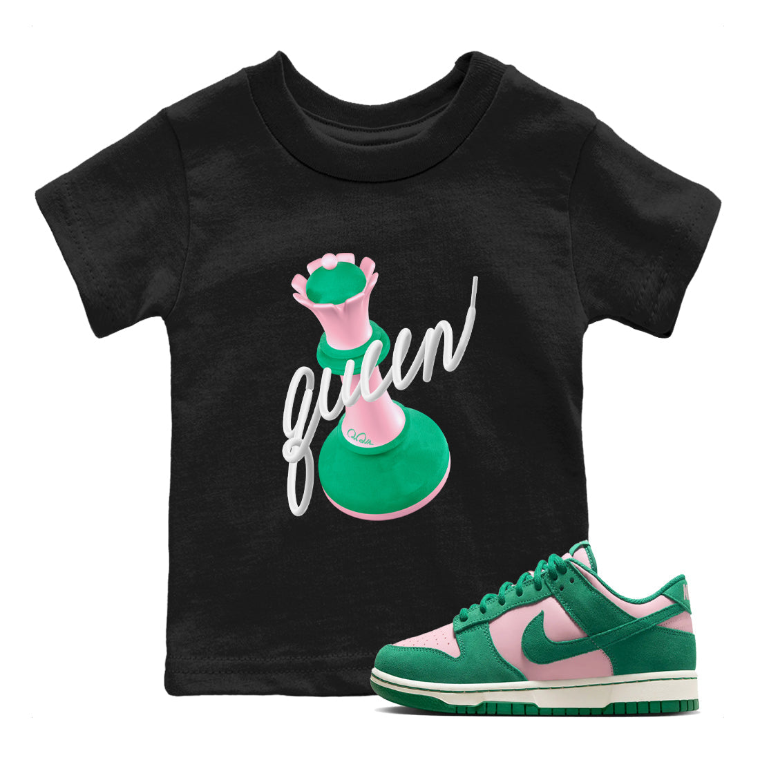 3D Queen snkmatch Tees Kids - Dunk Medium Soft Pink Malachite