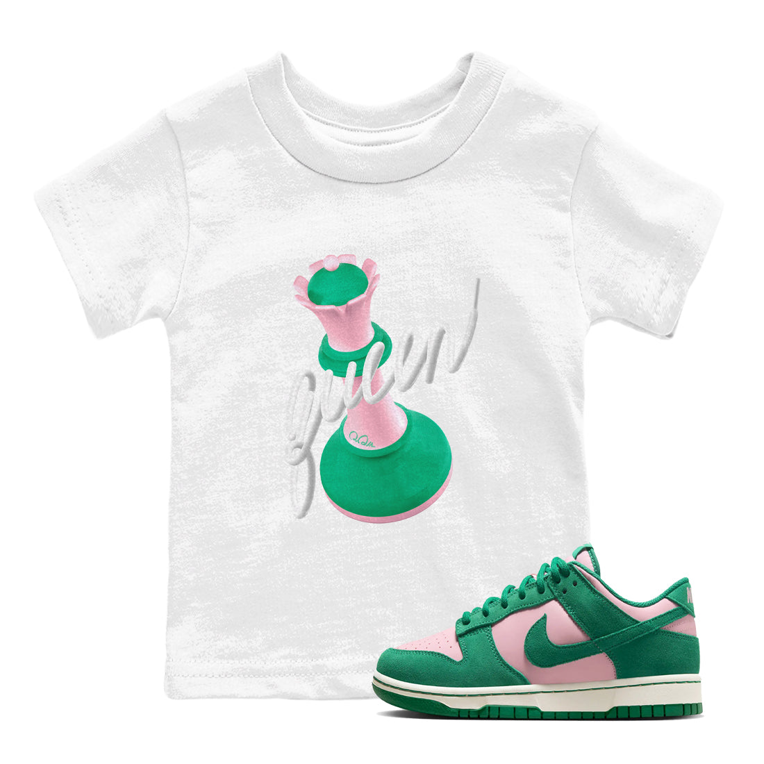 3D Queen snkmatch Tees Kids - Dunk Medium Soft Pink Malachite