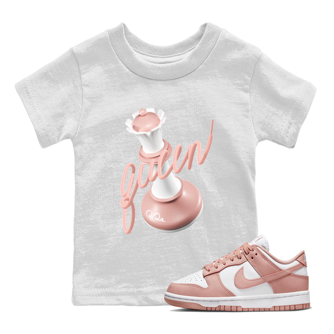 3D Queen snkmatch Tee Kids - Dunk Rose Whisper