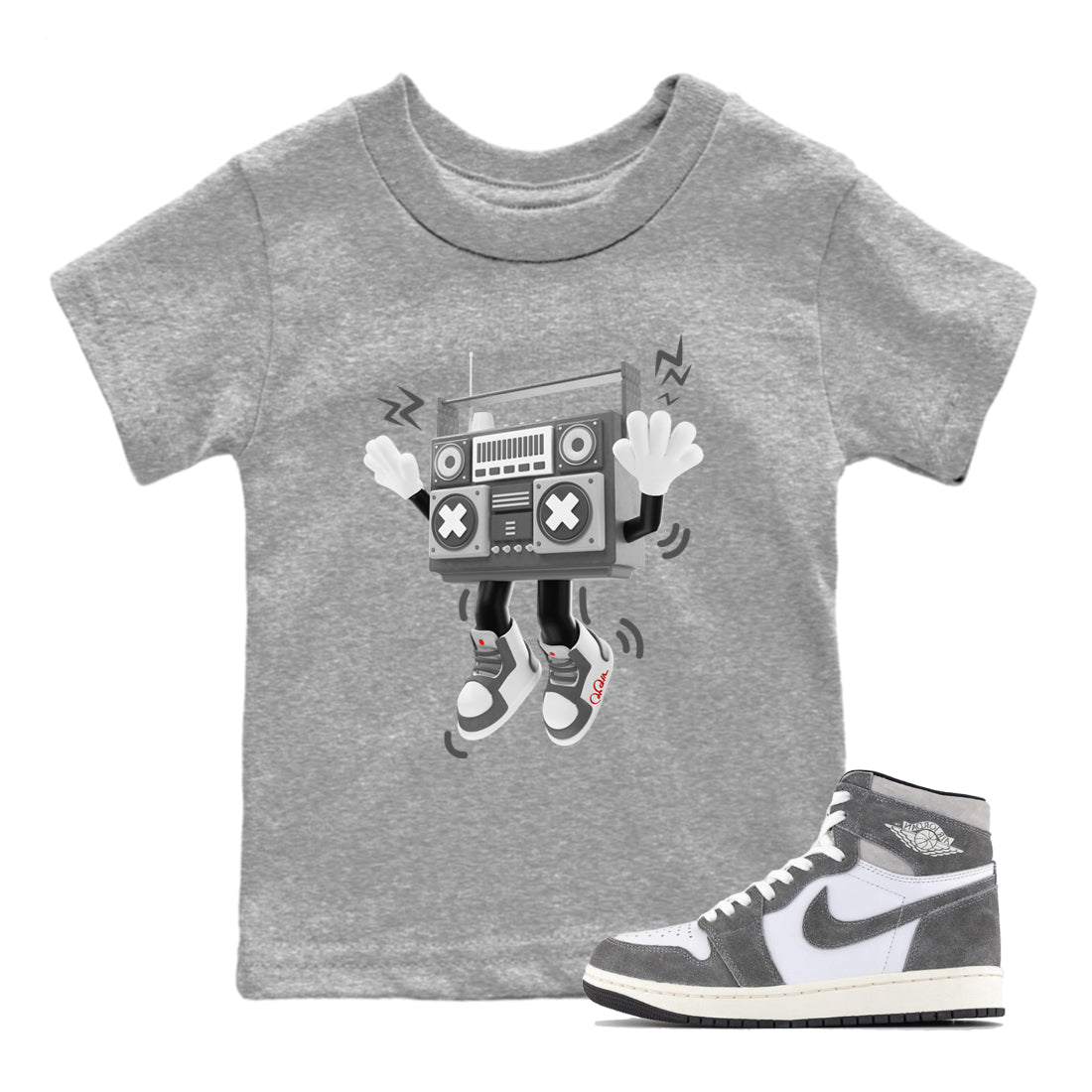 90s Radio Boy Kids Tops - Air Jordan 1 Washed Heritage