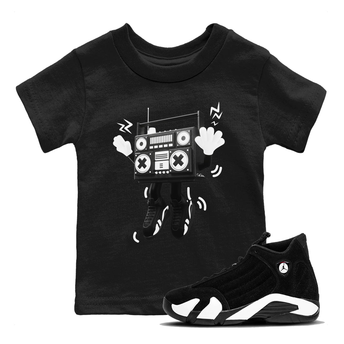 90s Radio Boy snkmatch Tee Kids - Air Jordan 14 Panda