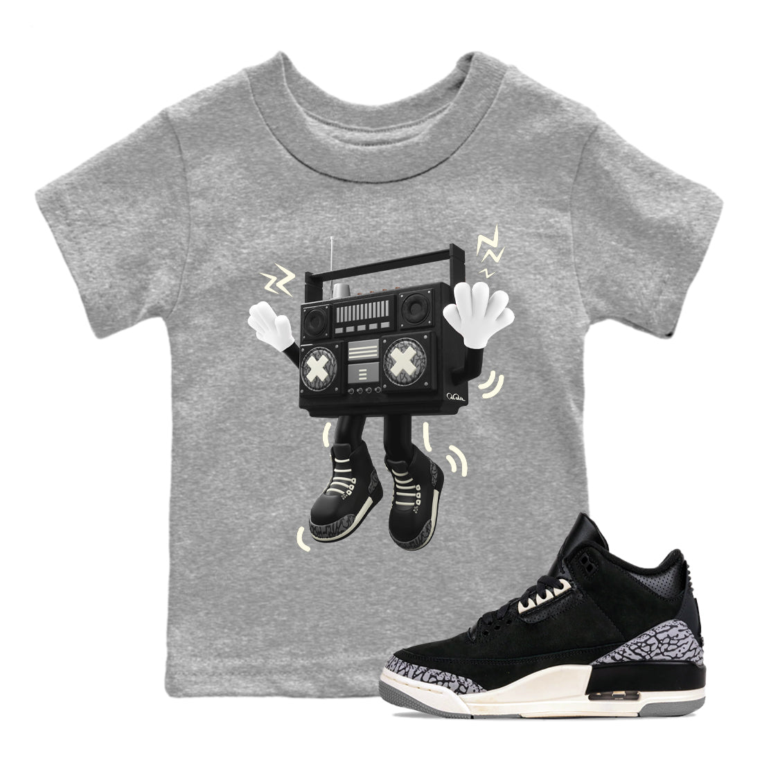 90s Radio Boy snkmatch Tee Kids - Air Jordan 3 Off Noir
