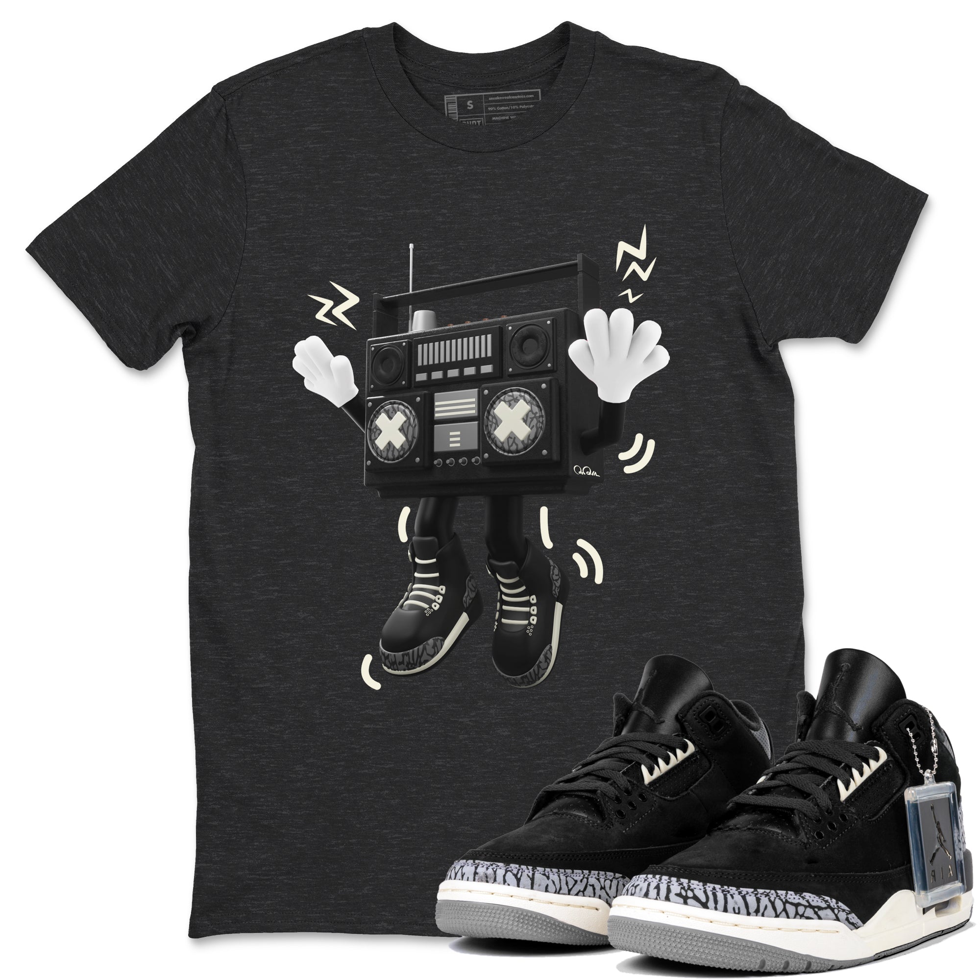 90s Radio Boy snkmatch Tee - Air Jordan 3 Off Noir