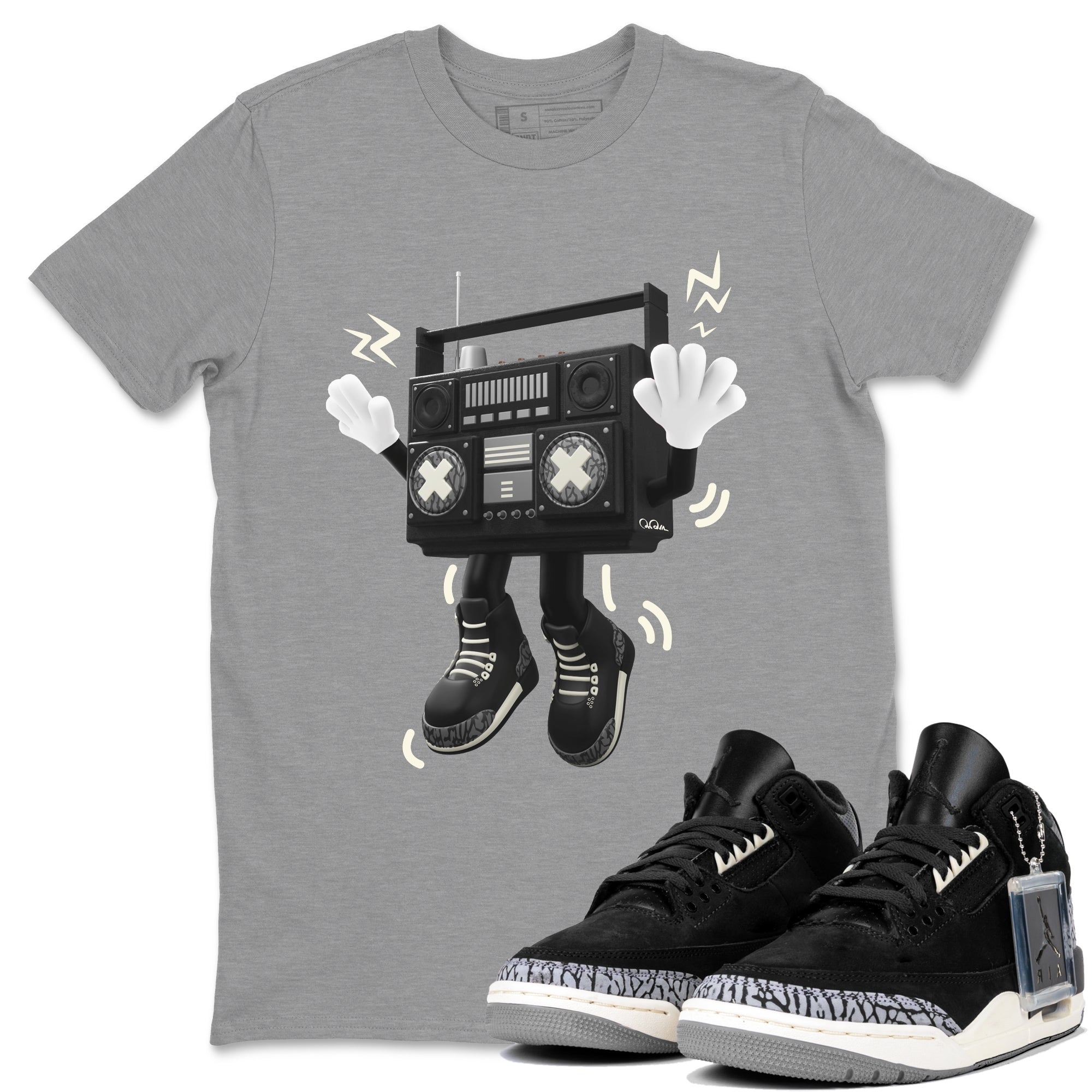 90s Radio Boy snkmatch Tee - Air Jordan 3 Off Noir