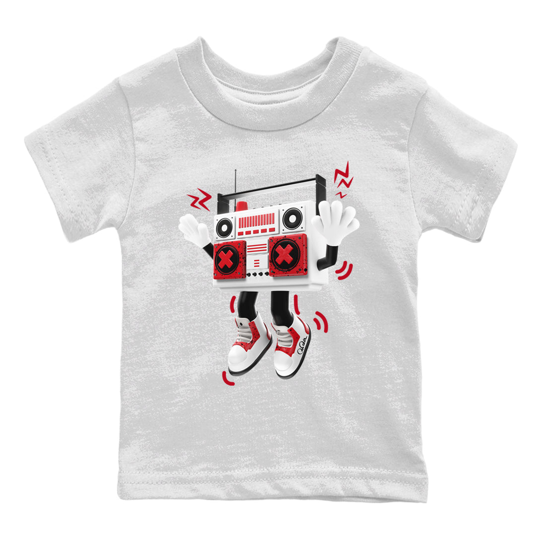 90s Radio Boy Kids Tops - Air Jordan 4 Red Cement