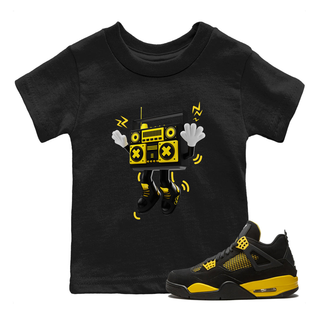 90s Radio Boy Kids Tops - Air Jordan 4 Thunder