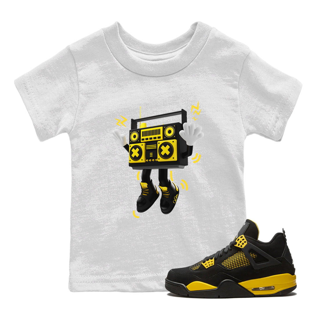 90s Radio Boy Kids Tops - Air Jordan 4 Thunder