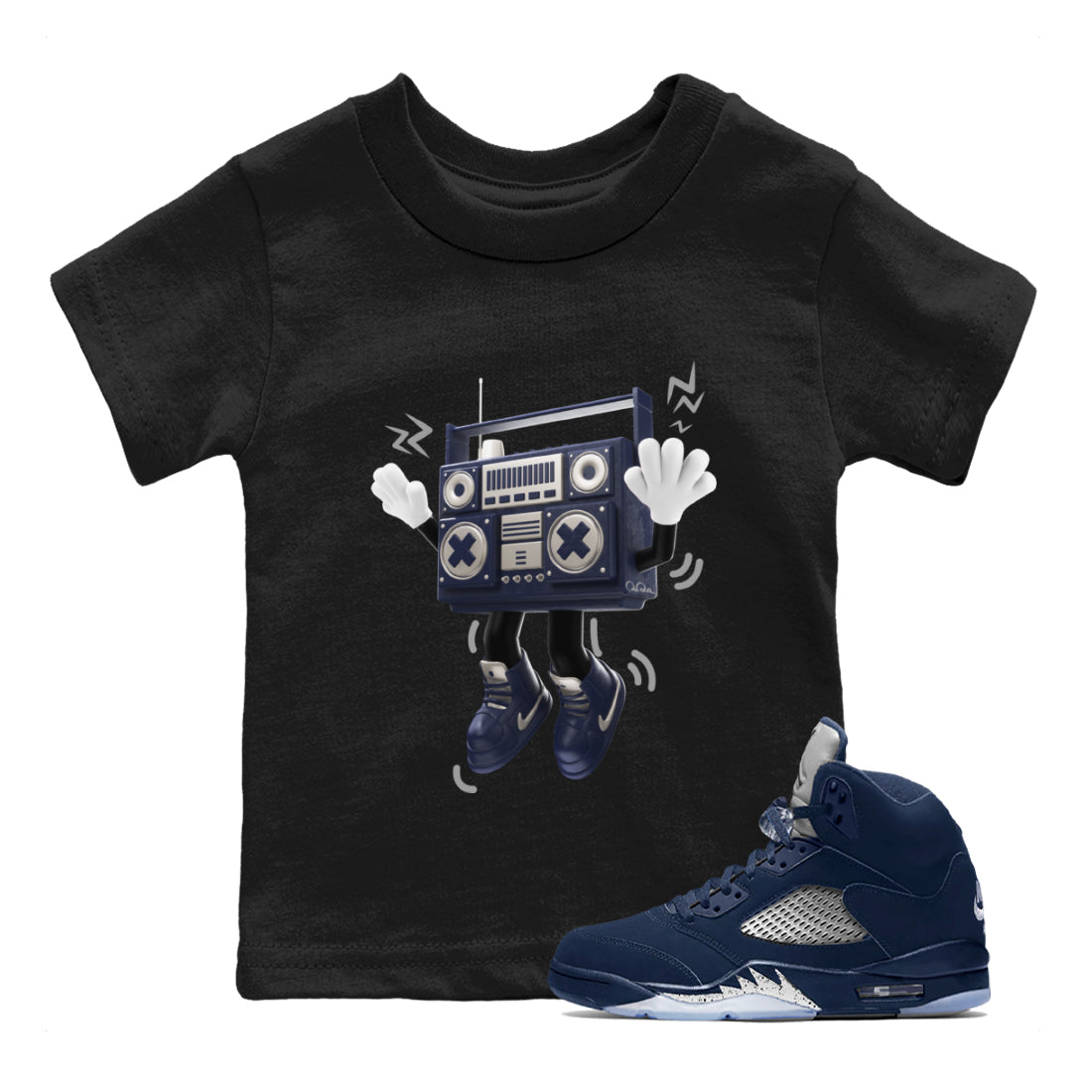 90s Radio Boy Kids Tops - Air Jordan 5 Georgetown