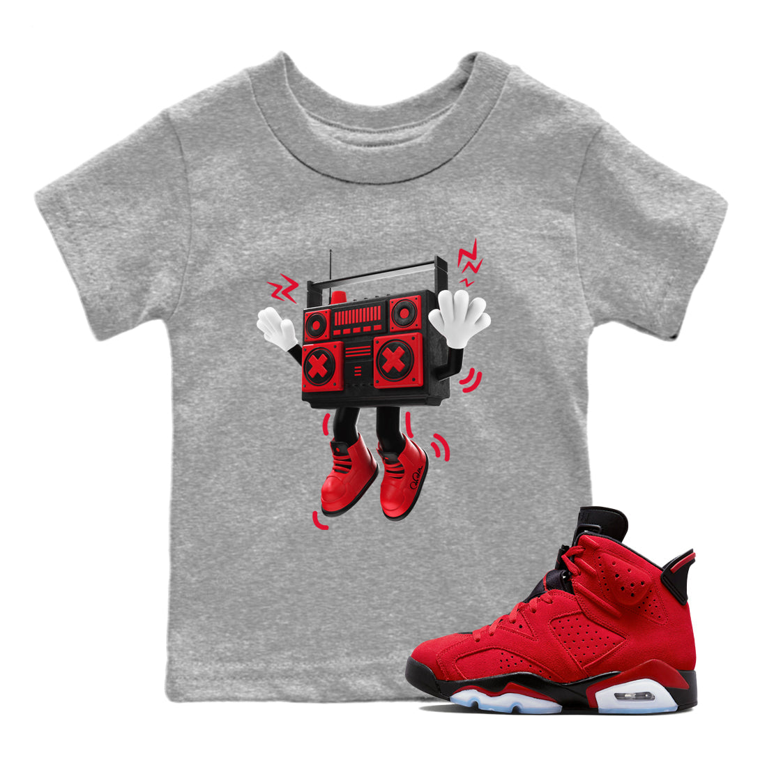 90s Radio Boy Kids Tops - Air Jordan 6 Toro Bravo