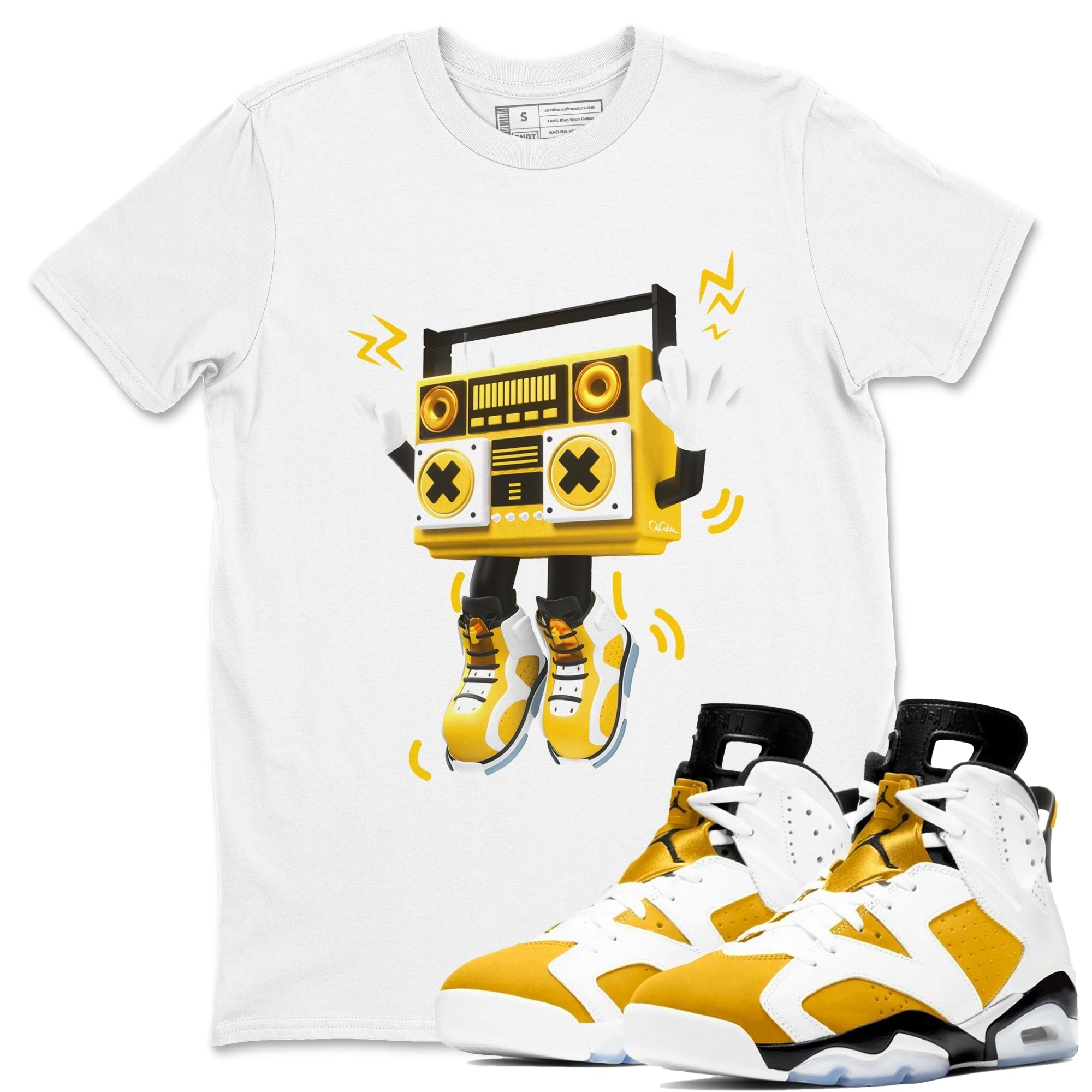 90s Radio Boy snkmatch Tee - Air Jordan 6 Yellow Ochre