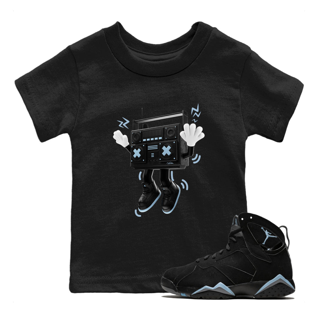 90s Radio Boy Kids Tops - Air Jordan 7 Chambray