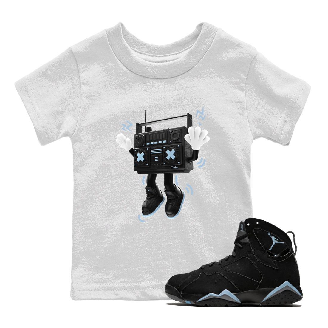 90s Radio Boy Kids Tops - Air Jordan 7 Chambray