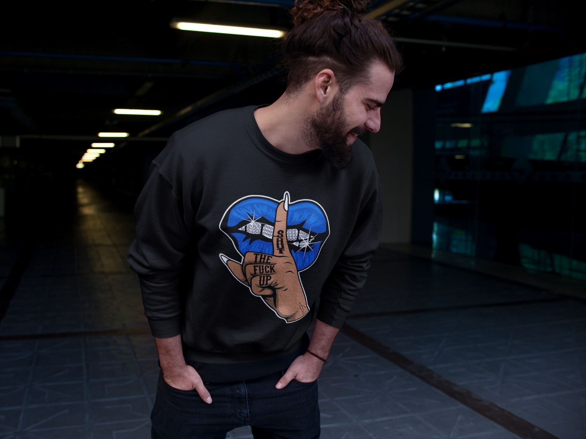 Lips Hand Unisex Tops - Air Jordan 5 Racer Blue