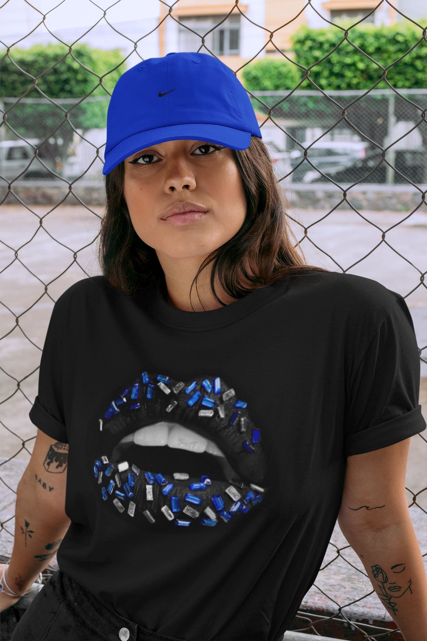 Lips Jewel Unisex Tops - Air Jordan 5 Racer Blue