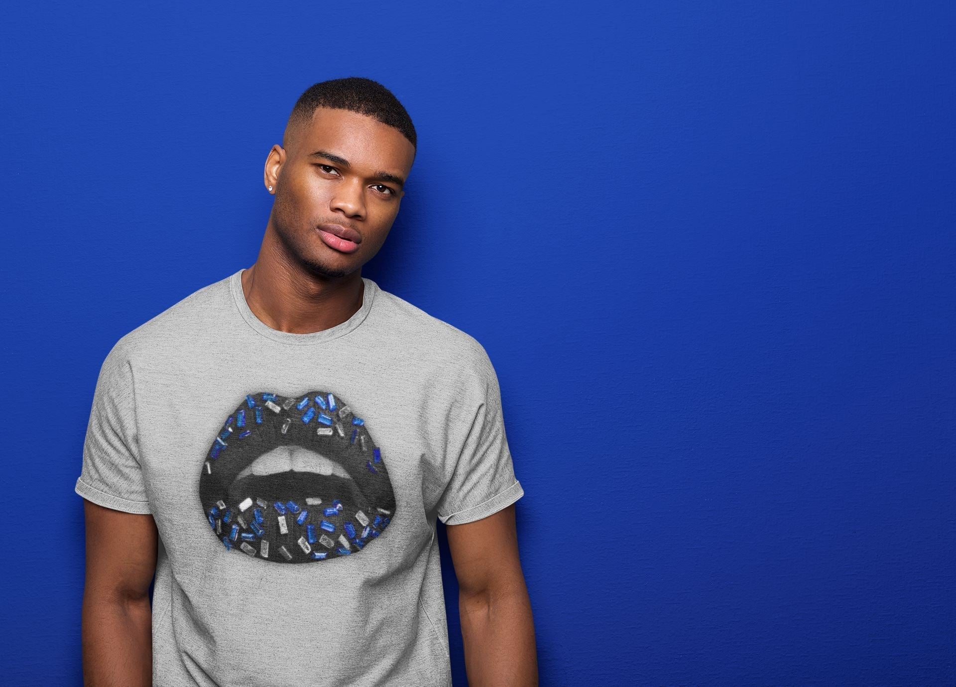 Lips Jewel Unisex Tops - Air Jordan 5 Racer Blue