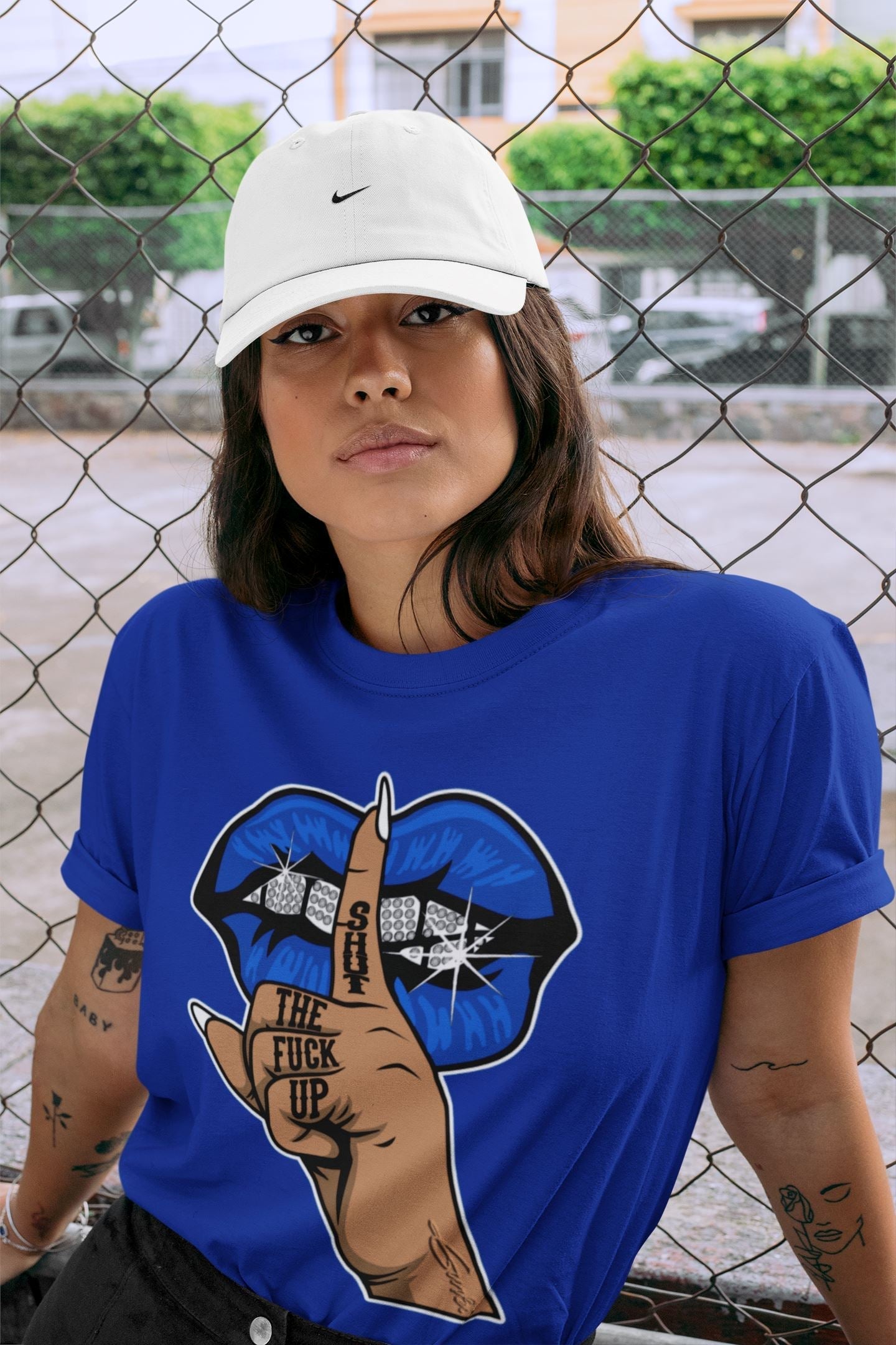 Lips Hand Unisex Tops - Air Jordan 5 Racer Blue
