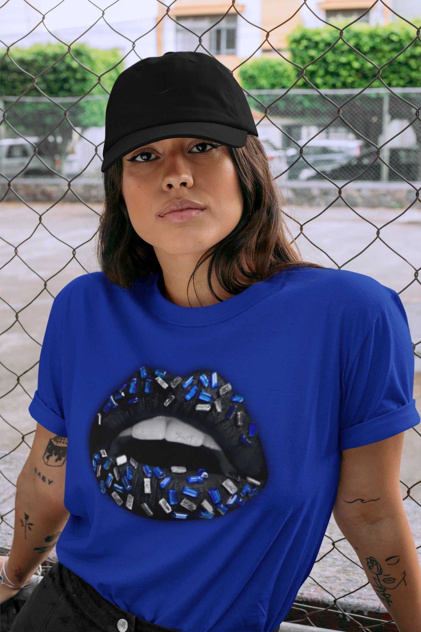 Lips Jewel Unisex Tops - Air Jordan 5 Racer Blue