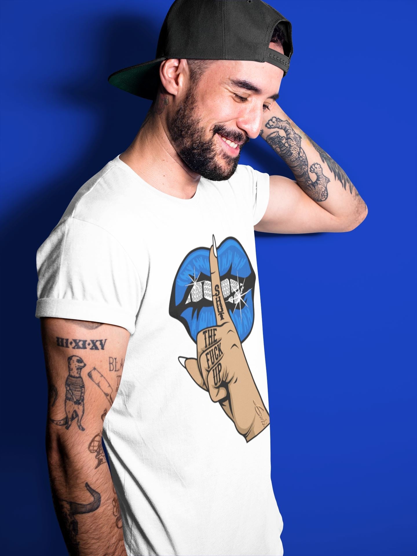 Lips Hand Unisex Tops - Air Jordan 5 Racer Blue