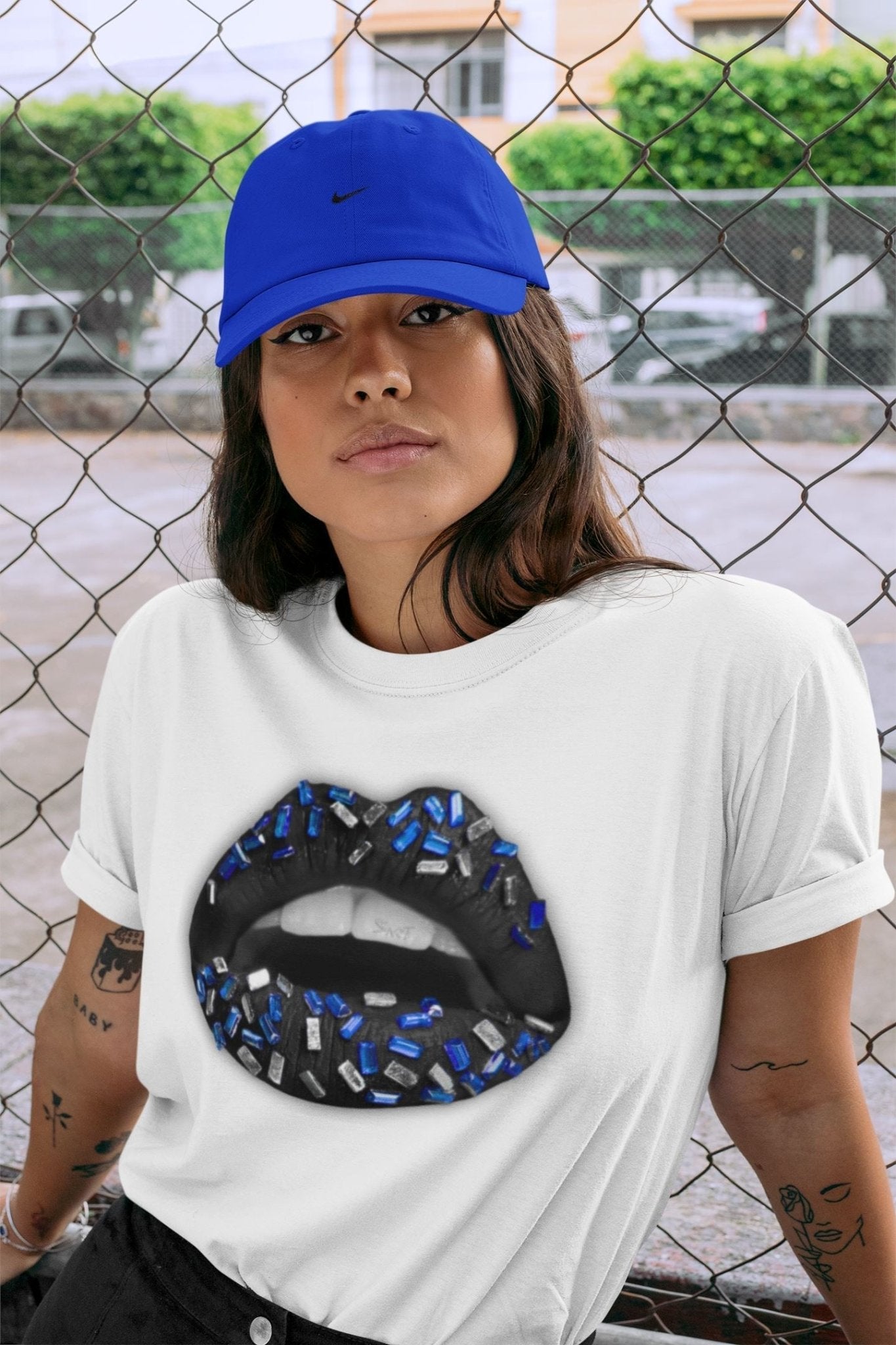 Lips Jewel Unisex Tops - Air Jordan 5 Racer Blue