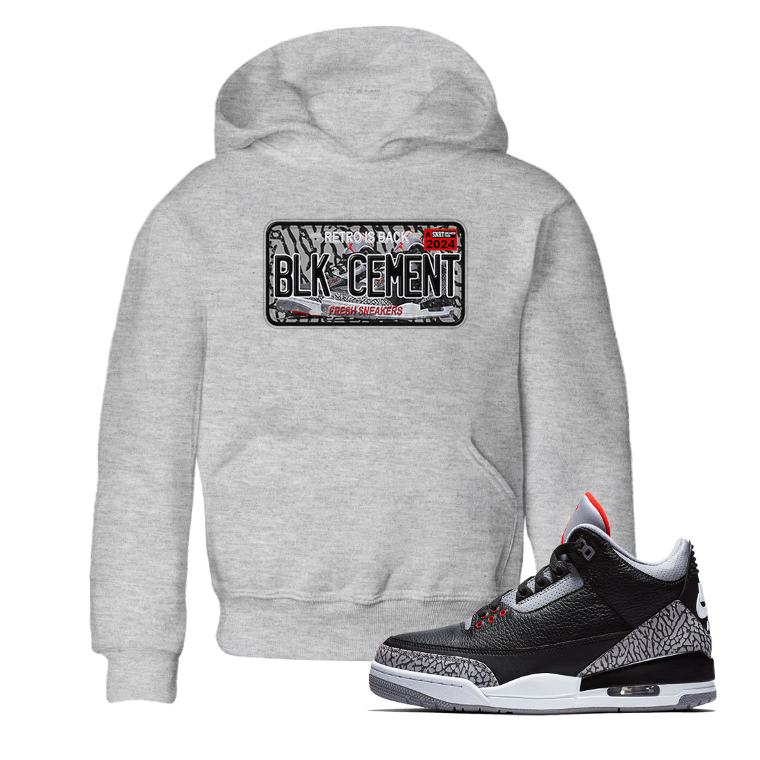 snkmatch Plate snkmatch Tees Kids - Air Jordan 3 Black Cement