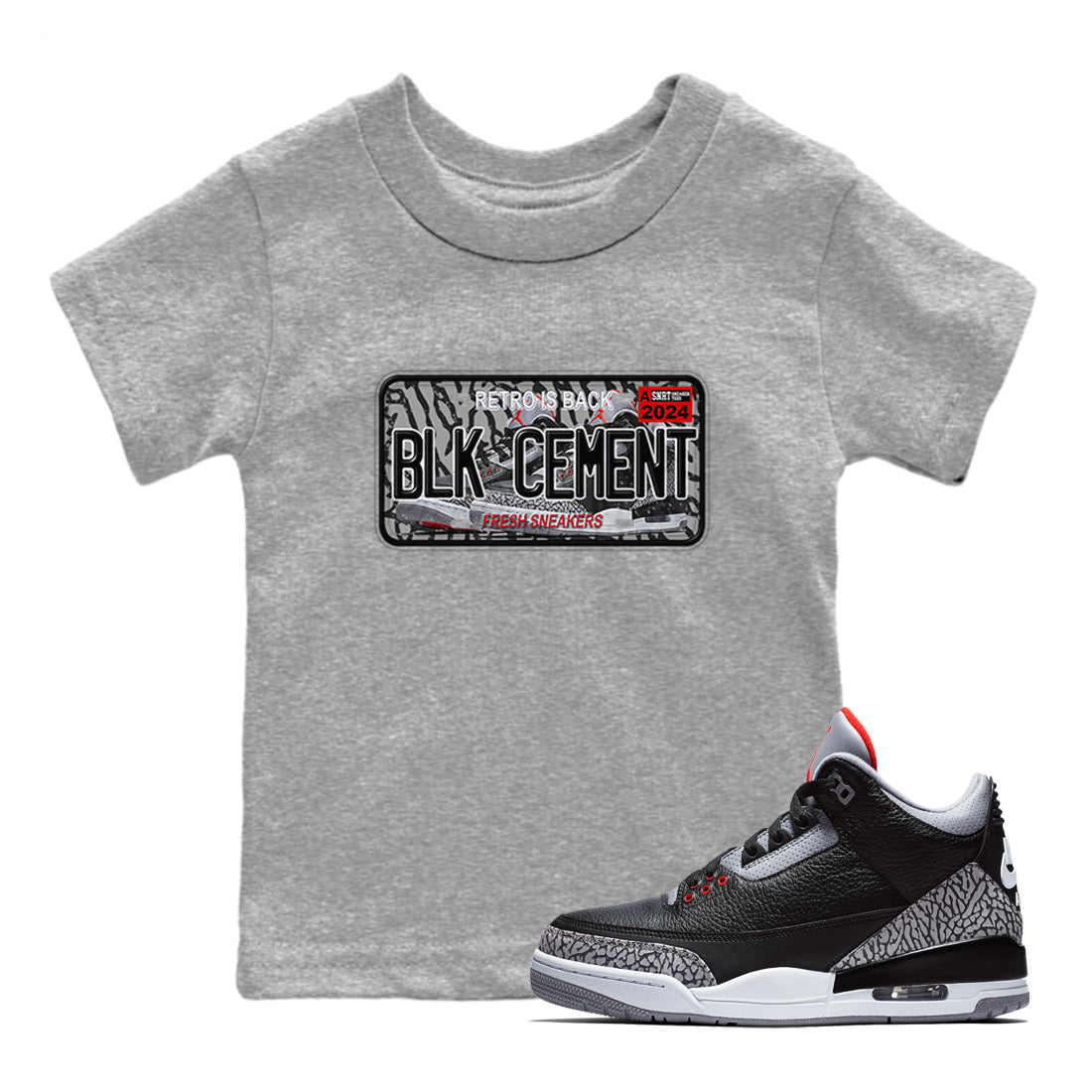 snkmatch Plate snkmatch Tees Kids - Air Jordan 3 Black Cement
