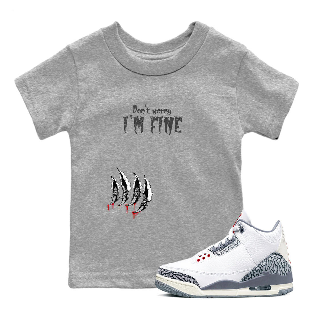 I'm Fine snkmatch Tees Kids - Air Jordan 3 Cement Grey
