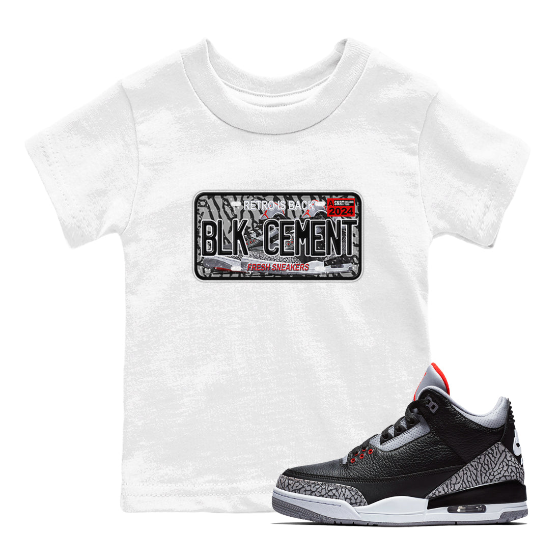 snkmatch Plate snkmatch Tees Kids - Air Jordan 3 Black Cement