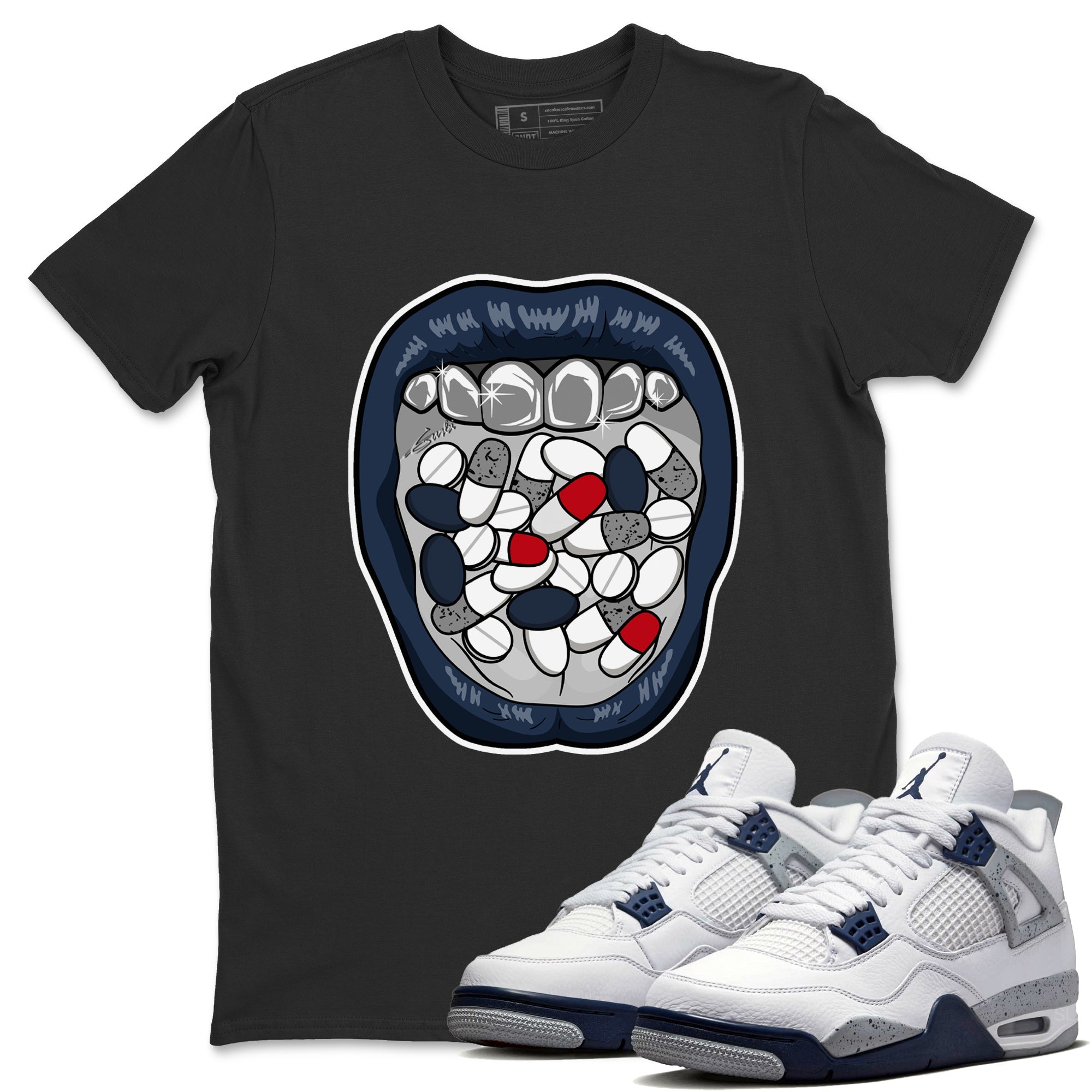 Acid Lips Unisex Tops - Air Jordan 4 Midnight Navy