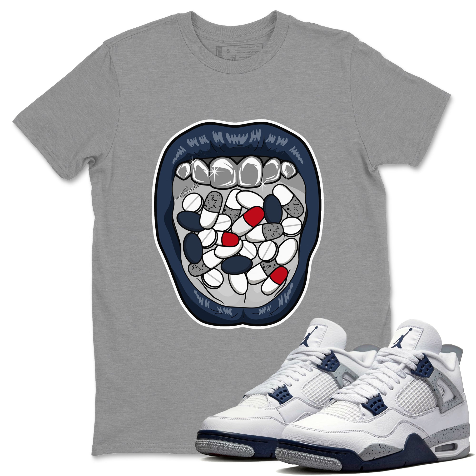 Acid Lips Unisex Tops - Air Jordan 4 Midnight Navy