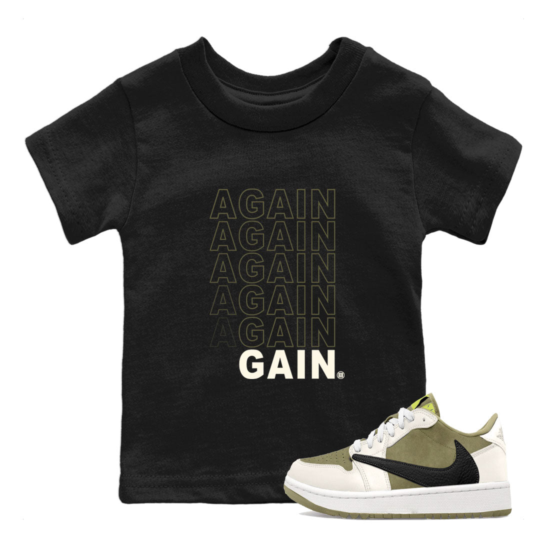 Again Gain SNRT Sneaker Tee Kids - Air Jordan 1 Travis Scott Golf