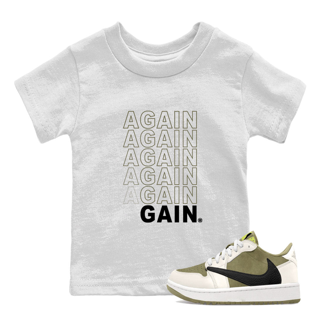 Again Gain SNRT Sneaker Tee Kids - Air Jordan 1 Travis Scott Golf